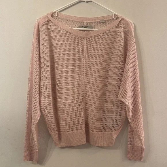 All Saints Soft Pink Open-Knit Sweater - Picture 1 of 9